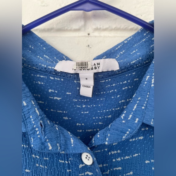 Derek Lam 10 Crosby Women's Asymmetric Shirt Silk Blue White Shirt Dress Size 8 - Picture 5 of 6